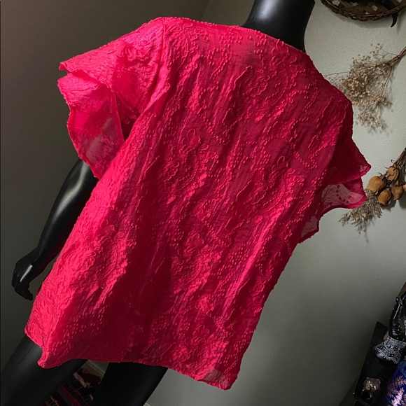 Cupio Fuchsia Pink Lace Blouse Top - Picture 8 of 12